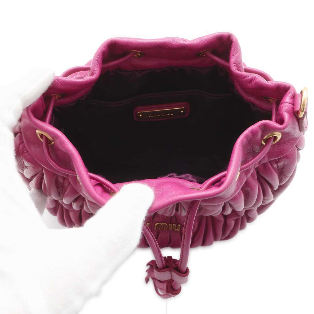 Miu Miu Shoulder Bag Matelass Drawstring Leather … - image 5